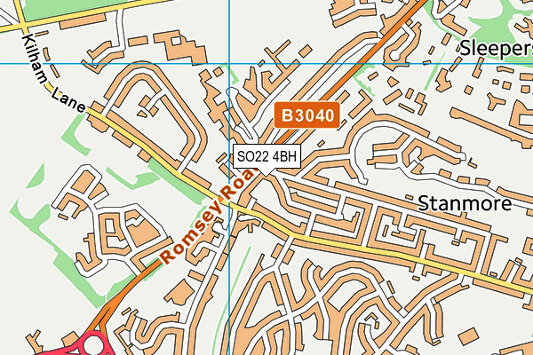 SO22 4BH map - OS VectorMap District (Ordnance Survey)