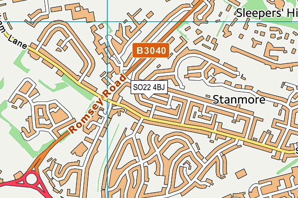 SO22 4BJ map - OS VectorMap District (Ordnance Survey)