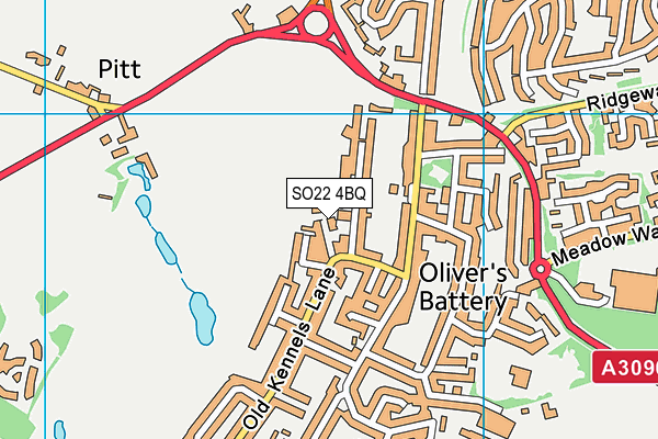 SO22 4BQ map - OS VectorMap District (Ordnance Survey)