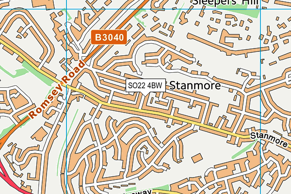 SO22 4BW map - OS VectorMap District (Ordnance Survey)