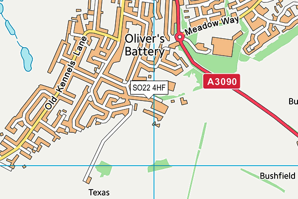 SO22 4HF map - OS VectorMap District (Ordnance Survey)