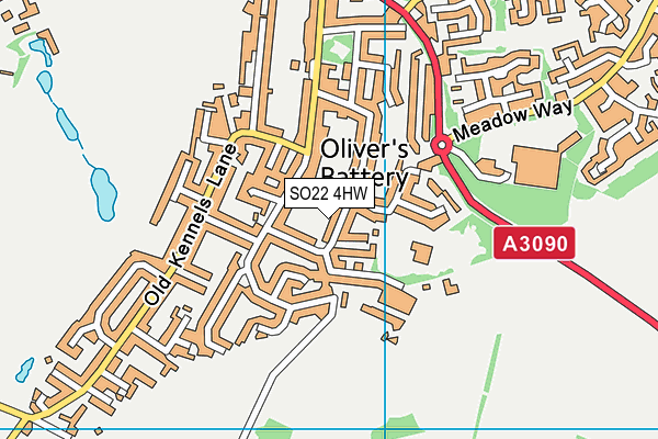 SO22 4HW map - OS VectorMap District (Ordnance Survey)