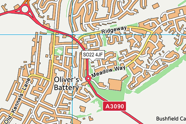 SO22 4JF map - OS VectorMap District (Ordnance Survey)