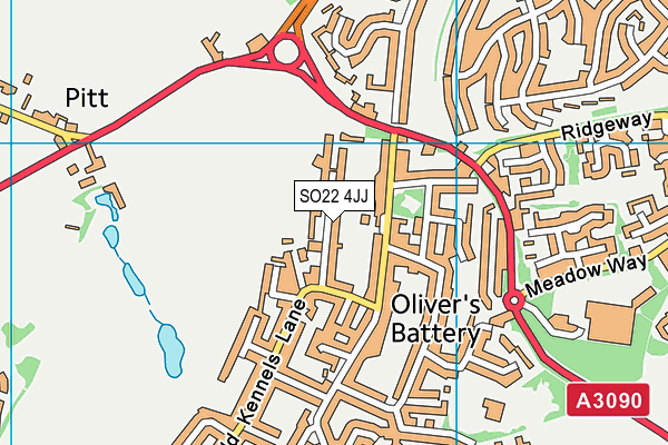 SO22 4JJ map - OS VectorMap District (Ordnance Survey)