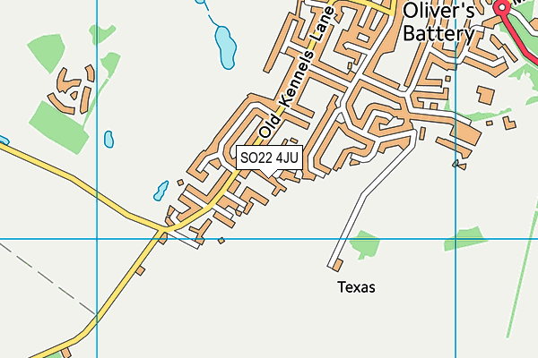 SO22 4JU map - OS VectorMap District (Ordnance Survey)