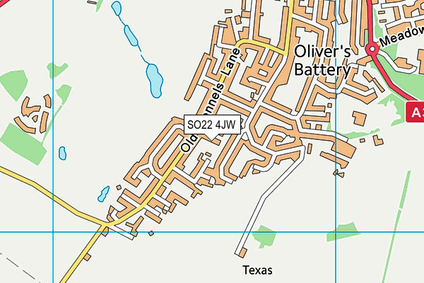 SO22 4JW map - OS VectorMap District (Ordnance Survey)