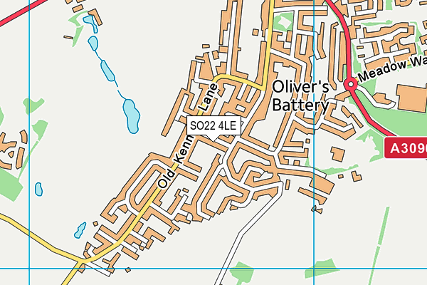 SO22 4LE map - OS VectorMap District (Ordnance Survey)