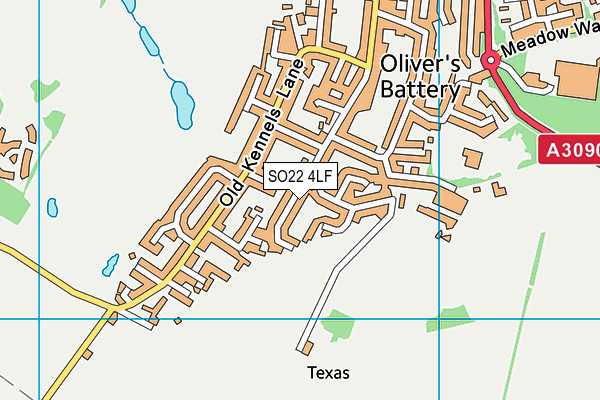 SO22 4LF map - OS VectorMap District (Ordnance Survey)