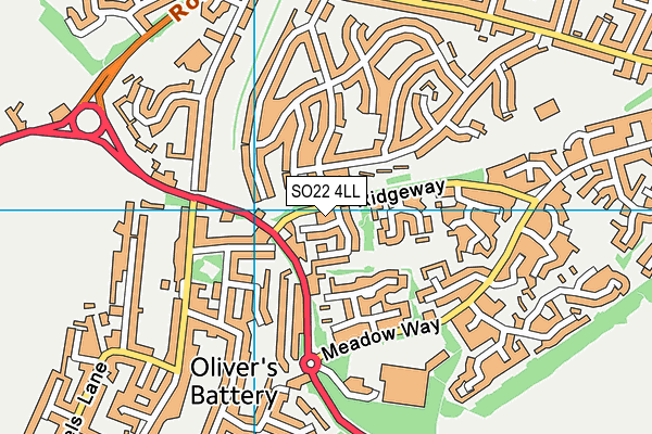 SO22 4LL map - OS VectorMap District (Ordnance Survey)