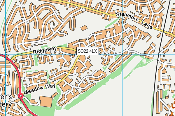 SO22 4LX map - OS VectorMap District (Ordnance Survey)