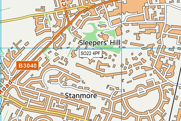 SO22 4PF map - OS VectorMap District (Ordnance Survey)