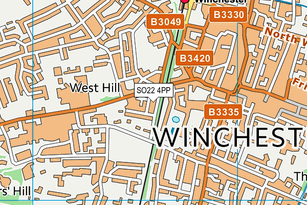 SO22 4PP map - OS VectorMap District (Ordnance Survey)