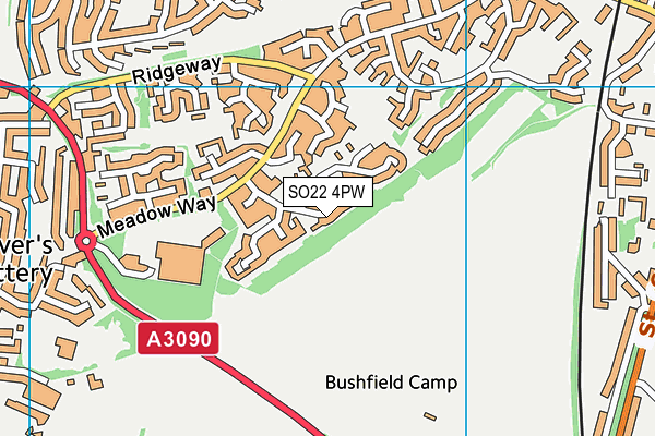 SO22 4PW map - OS VectorMap District (Ordnance Survey)