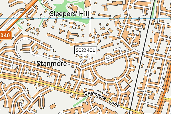 SO22 4QU map - OS VectorMap District (Ordnance Survey)