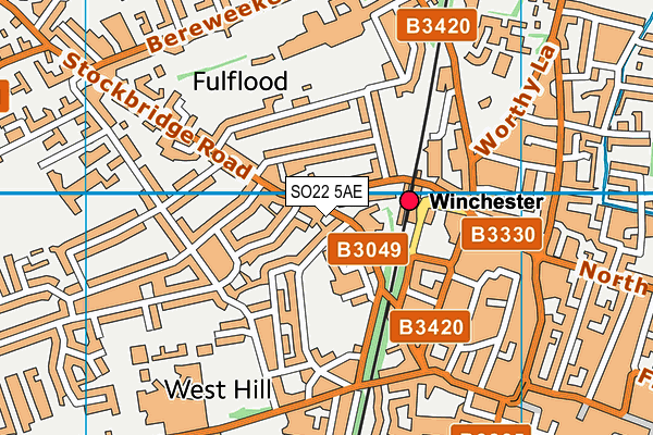 SO22 5AE map - OS VectorMap District (Ordnance Survey)