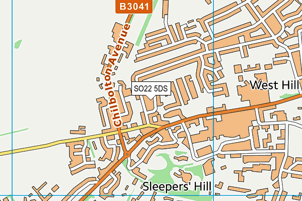 SO22 5DS map - OS VectorMap District (Ordnance Survey)