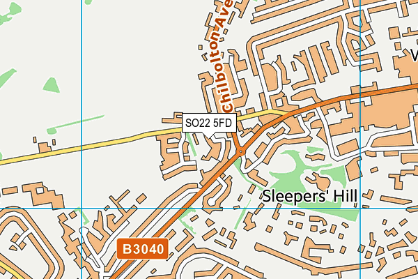 SO22 5FD map - OS VectorMap District (Ordnance Survey)