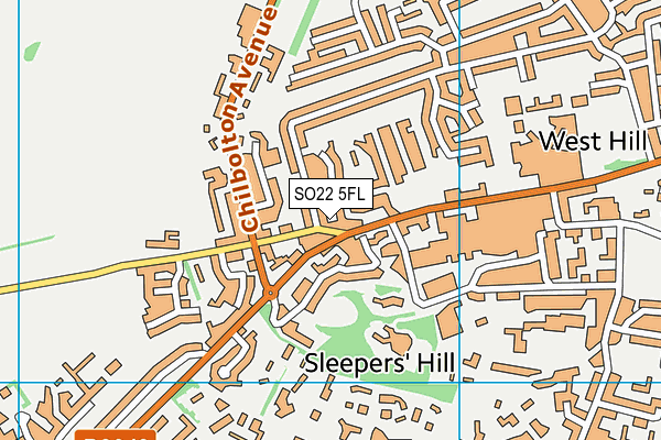 SO22 5FL map - OS VectorMap District (Ordnance Survey)
