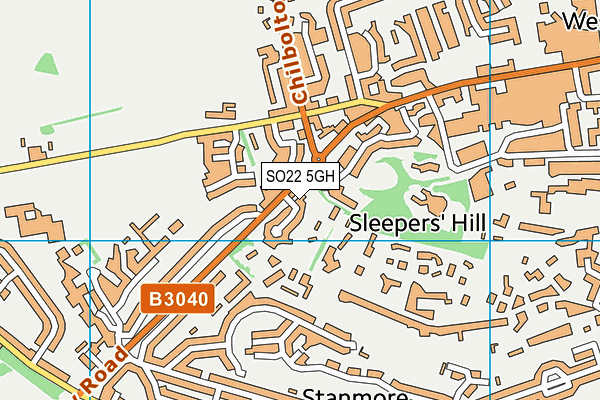 SO22 5GH map - OS VectorMap District (Ordnance Survey)