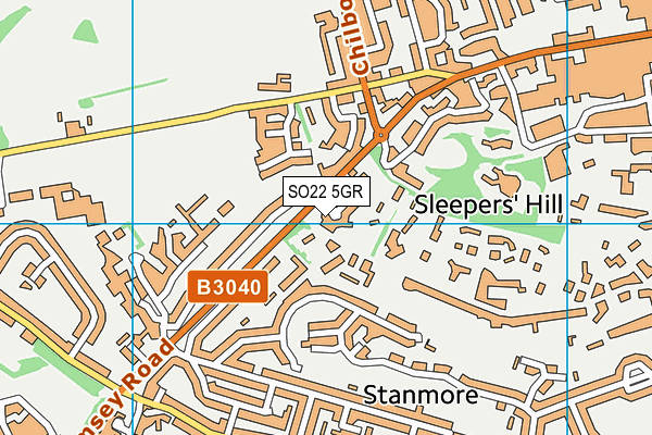 SO22 5GR map - OS VectorMap District (Ordnance Survey)