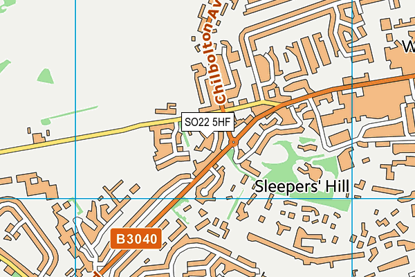 SO22 5HF map - OS VectorMap District (Ordnance Survey)