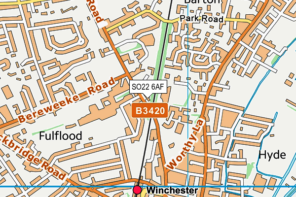 SO22 6AF map - OS VectorMap District (Ordnance Survey)