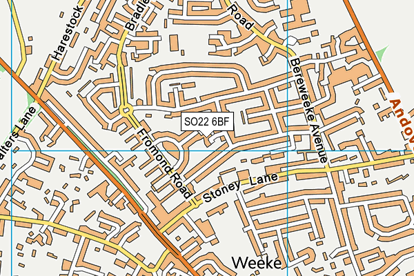 SO22 6BF map - OS VectorMap District (Ordnance Survey)