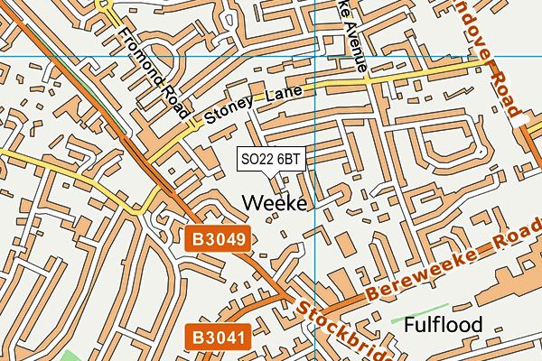 SO22 6BT map - OS VectorMap District (Ordnance Survey)