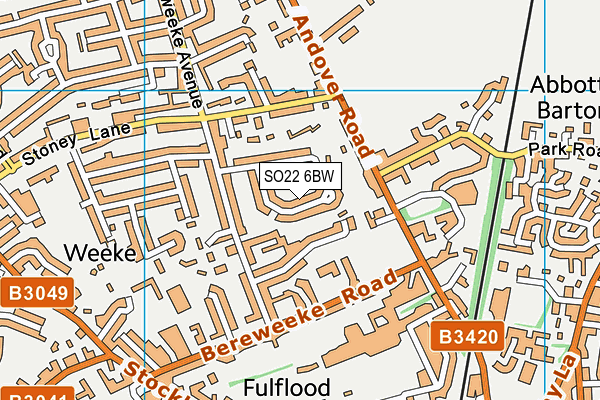 SO22 6BW map - OS VectorMap District (Ordnance Survey)