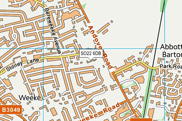 SO22 6DB map - OS VectorMap District (Ordnance Survey)