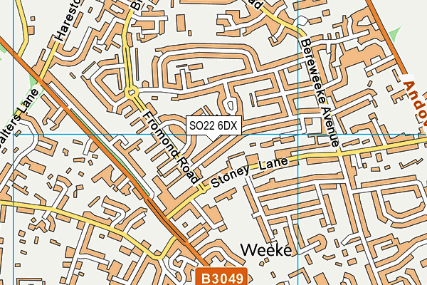 SO22 6DX map - OS VectorMap District (Ordnance Survey)