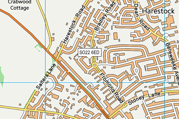 SO22 6ED map - OS VectorMap District (Ordnance Survey)