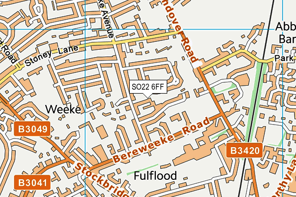 SO22 6FF map - OS VectorMap District (Ordnance Survey)