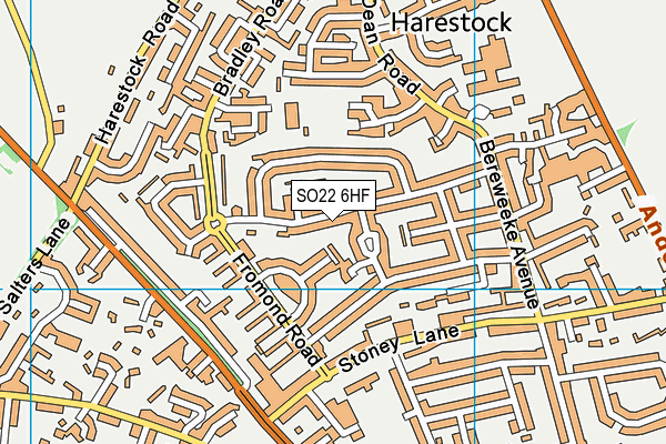 SO22 6HF map - OS VectorMap District (Ordnance Survey)