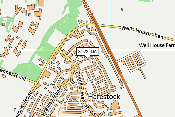 SO22 6JA map - OS VectorMap District (Ordnance Survey)