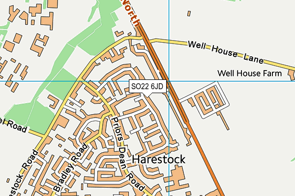 SO22 6JD map - OS VectorMap District (Ordnance Survey)