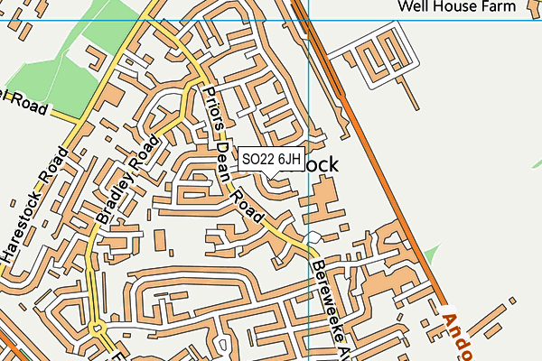 SO22 6JH map - OS VectorMap District (Ordnance Survey)