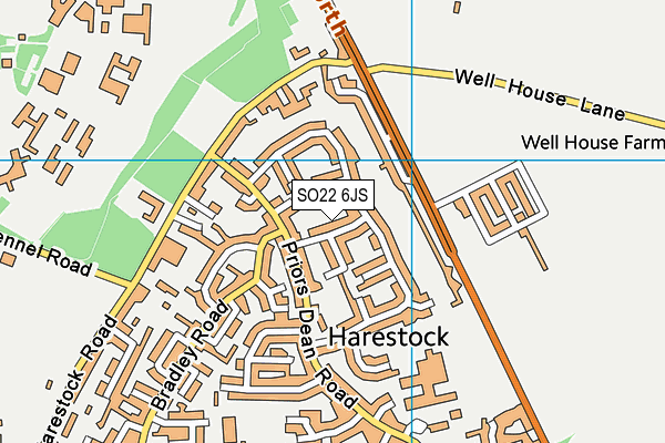 SO22 6JS map - OS VectorMap District (Ordnance Survey)