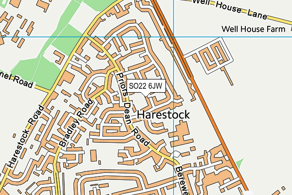 SO22 6JW map - OS VectorMap District (Ordnance Survey)