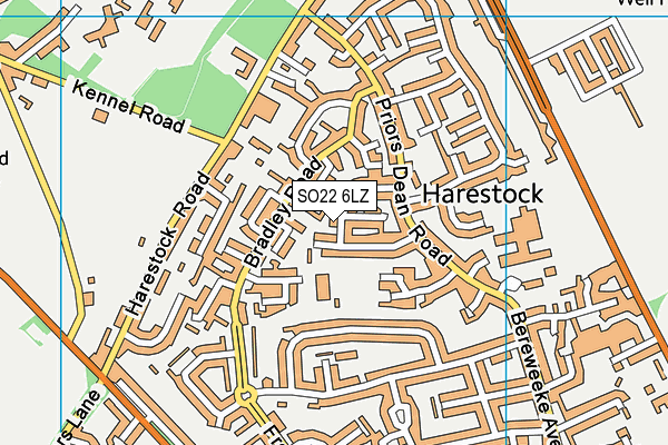 SO22 6LZ map - OS VectorMap District (Ordnance Survey)