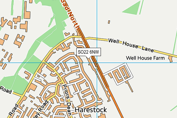 SO22 6NW map - OS VectorMap District (Ordnance Survey)