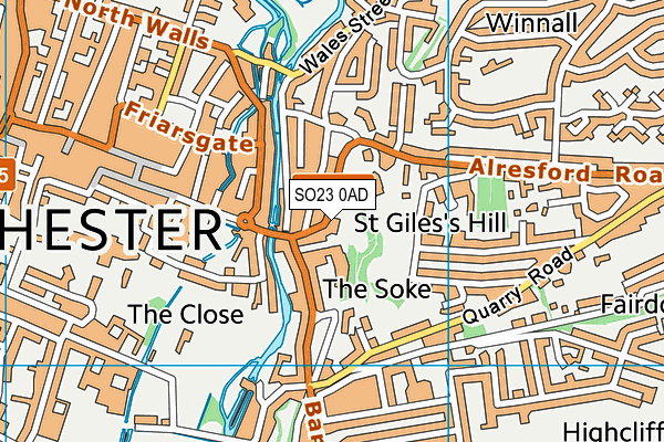 SO23 0AD map - OS VectorMap District (Ordnance Survey)