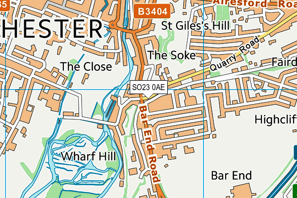 SO23 0AE map - OS VectorMap District (Ordnance Survey)