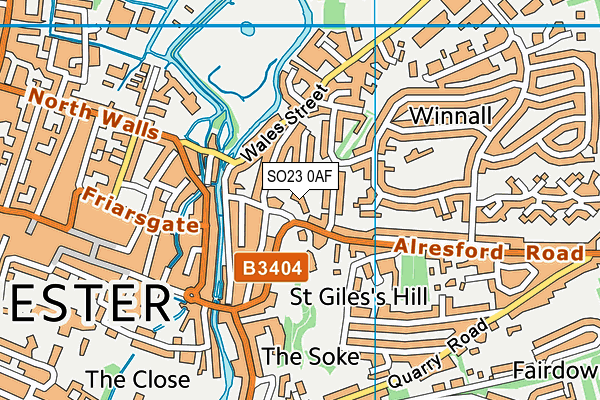 SO23 0AF map - OS VectorMap District (Ordnance Survey)