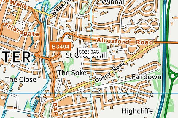 SO23 0AG map - OS VectorMap District (Ordnance Survey)