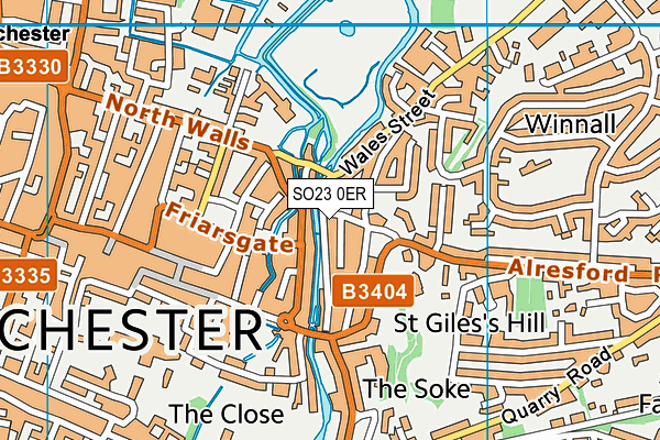 SO23 0ER map - OS VectorMap District (Ordnance Survey)