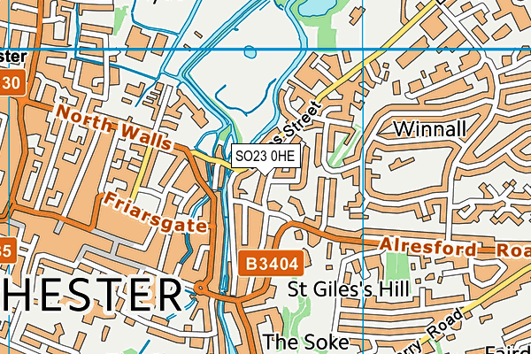 SO23 0HE map - OS VectorMap District (Ordnance Survey)