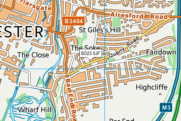 SO23 0JF map - OS VectorMap District (Ordnance Survey)