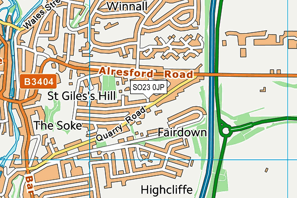 SO23 0JP map - OS VectorMap District (Ordnance Survey)