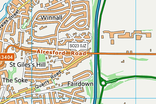 SO23 0JZ map - OS VectorMap District (Ordnance Survey)